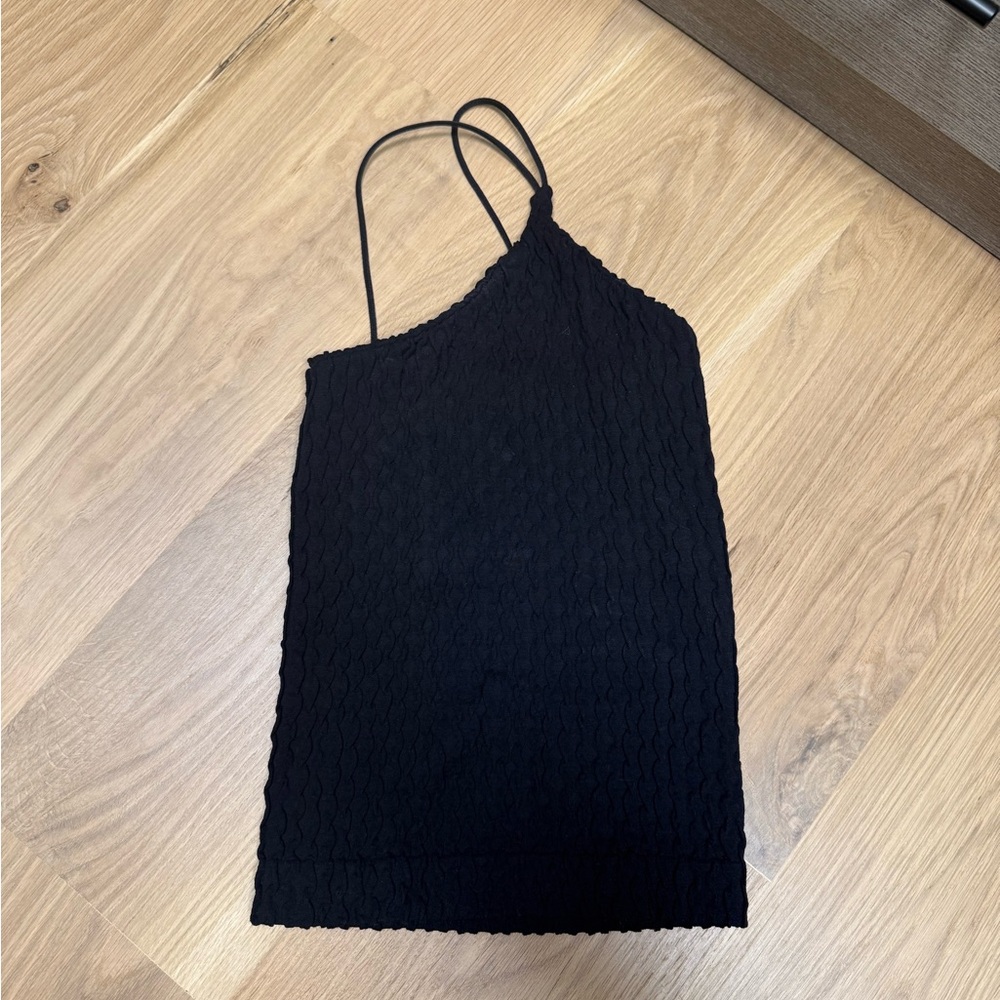 SCALA black one shoulder tank shirt top